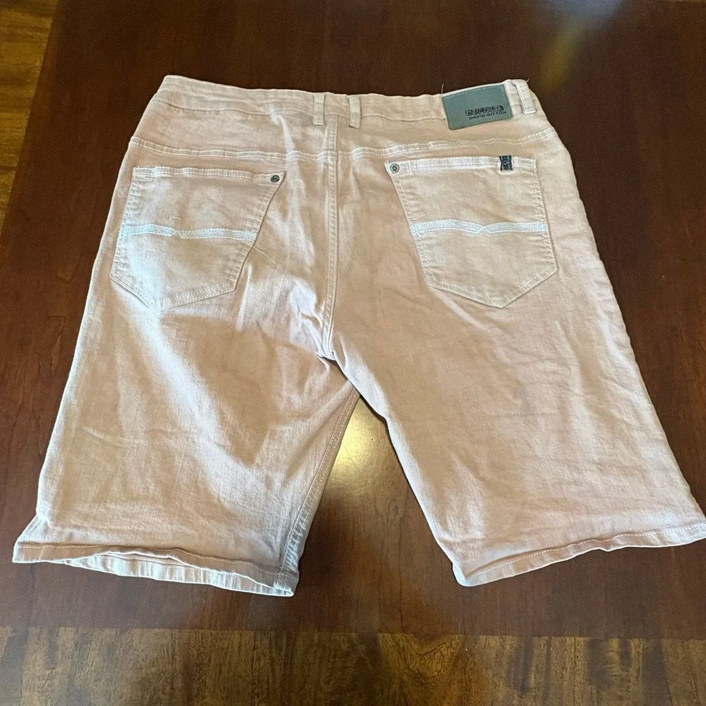 Buffalo David Bitton Tan Distressed Denim Shorts‎ Slim Stretch